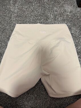 High-Waist Cream Bike Shorts